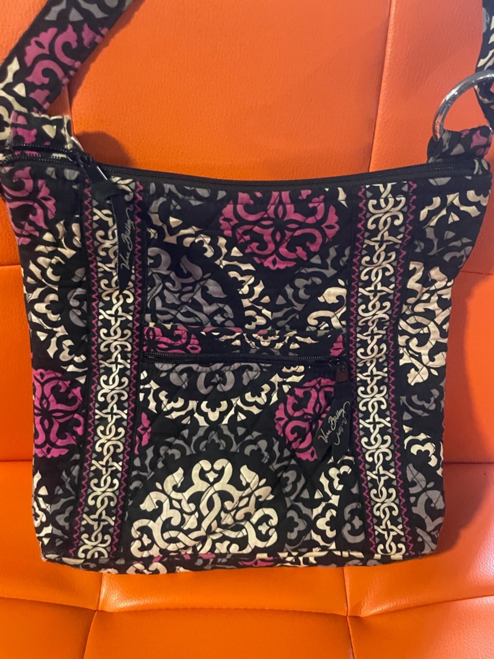 Vera Bradley Black, Pink & Cream Quilted Crossbody Bag